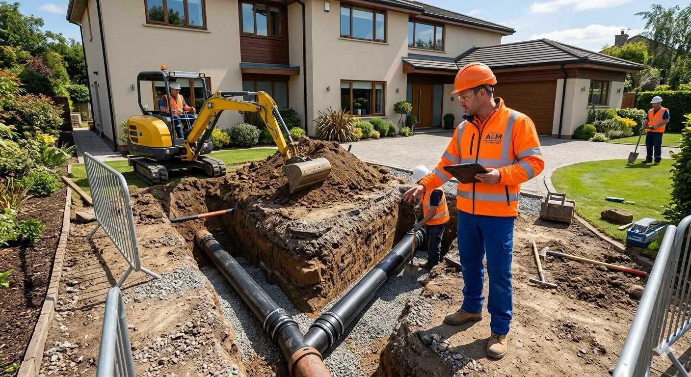 Travaux d'égouttage extérieur